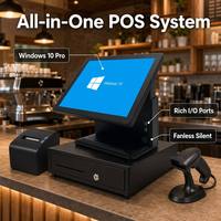 Terminal POS Silencioso Sin Ventilador Todo en Uno con Pantalla Táctil Windows 10, Caja Registradora OEM Directo de Fábrica para Restaurante, Supermercado, Comercio Minorista