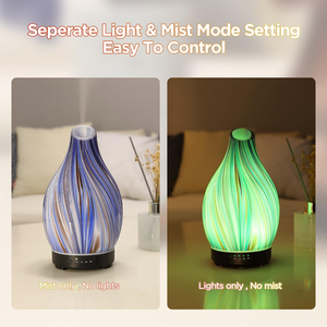 Diffuseur d'arômes ultrasonique en verre et humidificateur à brume froide avec lumière LED 7 couleurs, faible bruit 35 dB pour usage domestique - Product Image 5