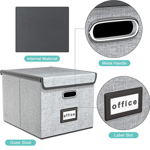 DuoYou Modern Dobrável Tecido Pendurado Arquivamento Caixas De Armazenamento Retângulo Dobrável PC Plástico Empilhável <span class=keywords><strong>File</strong></span> <span class=keywords><strong>Organizer</strong></span> Handle Novo - Product Image 2