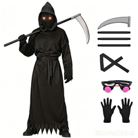 Costumes de cosplay Halloween Grim Reaper, tenues de vampire, costumes de monstre mystérieux et effrayant à yeux rouges, costumes de fantôme de l'obscurité