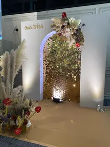 D-SW001 trắng ánh sáng lung linh tường Backdrop Vàng sequin Backdrop cho Đảng sự kiện đám cưới khách sạn trang trí nội thất Nguồn cung cấp