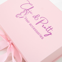 Boîte à extensions de cheveux humains personnalisée rose de luxe à prix abordable avec ruban et insert en satin, boîte cadeau pour perruques, boîte pour accessoires capillaires