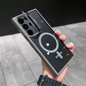 <span class=keywords><strong>Coque</strong></span> mobile en acrylique transparent magnétique pour <span class=keywords><strong>Samsung</strong></span> S24/S25/S23/S24FE Couverture arrière rigide antichoc avec support magnétique - Product Image 2