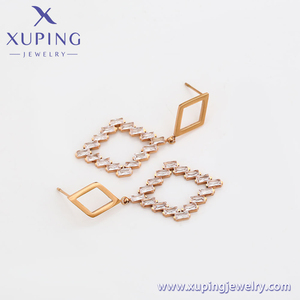 81069 XUPING <strong>JEWELRY</strong> Quadrilateral Delicate Charm <strong>Jewelry</strong> with Diamonds Stainless Steel Rose Gold Plated Pendant Earrings - Product Image 5