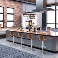 Tabouret de bar moderne et simple, style nordique européen et américain, réglable en hauteur, rotatif, avec structure en fer forgé, pour îlot de cuisine