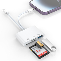 Lector de Tarjetas de Memoria OTG Inteligente 3 en 1 con Conectores Dobles USB Tipo C para Tarjetas SD y TF Color Blanco