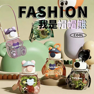 Botella de Agua de Lujo con Forma de Animal Adorable 2026, Venta al por Mayor, Vaso Infantil con Logotipo Personalizado, Tapa con Gorra de Béisbol y Correa para el Hombro - Product Image 3