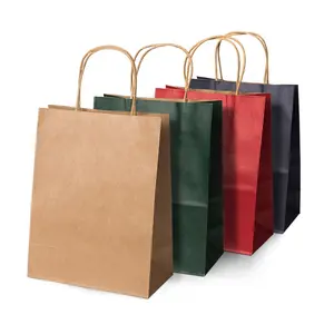 Échantillons gratuits de sacs en papier kraft cadeau biodégradables avec logo et impression de conception personnalisée de luxe à bas quantité minimale de commande