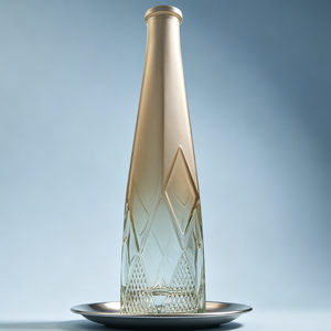 Bouteilles de vin en verre dégradé doré fabriquées en usine, avec bouchon, gravure laser et sérigraphie, 500ml/750ml/1000ml pour whisky, tequila, <span class=keywords><strong>vodka</strong></span> - Product Image 3