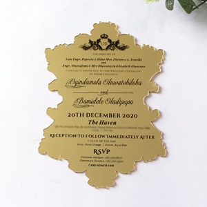 Sáng Tạo Hình Dạng Tùy Chỉnh Gương Acrylic Thiệp Mời Đám Cưới Chết Cắt Lời Mời Với Màu Đen Từ Ngữ In Ấn Và Hộp - Product Image 6