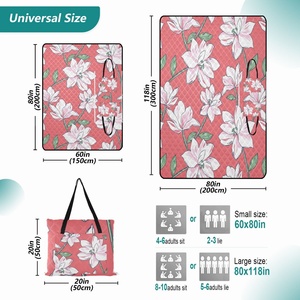 Hawaiian Tropical Flowers Oversized <b>BBQ</b> Blanket Waterproof Picnic Quilted Washable <b>Camping</b> Mat Foldable Cooler Bag - Product Image 3
