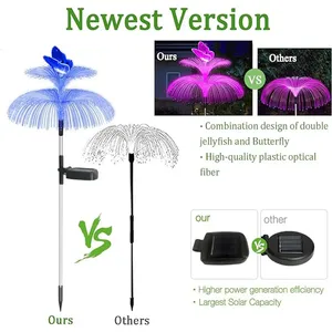 Luces Solares de Fibra Óptica con Forma de Medusa, 7 LED, Acero Inoxidable, Impermeables, para Jardín, Camino, Iluminación de Calle - Product Image 3