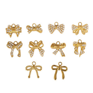 Dijes de Lazo Personalizados de Lujo en Acero Inoxidable 316L con Baño de Oro de 14k/18k y Circonitas para Fabricación de Joyería, Collares y Pulseras al por Mayor - Product Image 6