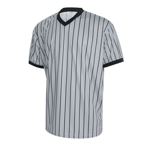 Men's Basketball Referee Jersey Grey V-Neck Pinstripe Moisture Wicking Regular Fit Sports Shirt - Product Image 4