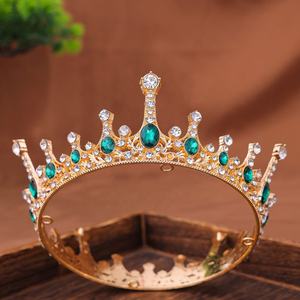 European American Wedding Bride Full Circle <b>Crown</b> Headdress Rhinestone Hair Accessories for Weddings Birthdays Best Tiara Wreath - Product Image 5