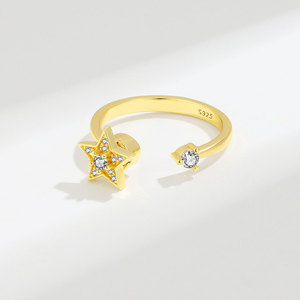 Anillos Giratorios Ajustables de Cobre Chapado en Oro Ecológico con Zirconia, Joyería Antiestrés para Niñas - Product Image 5