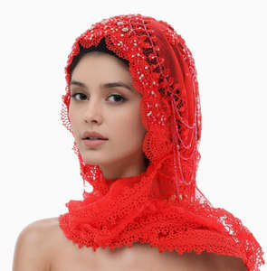 Chal Étnico de Encaje Explosivo de Estilo Extranjero con Borlas, Novedoso y a la Moda, con Pañuelo Envolvente - Product Image 3