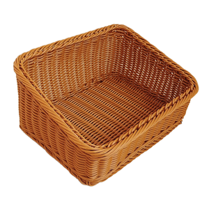 टिकाऊ हाथ से बुने पोली रतन टोकरी आयताकार स्लपिंग ब्रेड डिस्प्ले टोकरी भंडारण बास्केट - Product Image 2