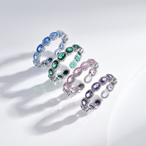 OEM plata 925 <b>sterling</b> <b>Silver</b> double color <b>Adjustable</b> luxury <b>rings</b> natural stone engagement unique zircon finger <b>ring</b> for woman - Product Image 4