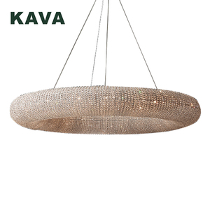 Nouveau <span class=keywords><strong>design</strong></span> Personnalisé maison hôtel chromé goutte pendaison grand anneau cristal <span class=keywords><strong>lustre</strong></span> pendentif lumière - Product Image 1