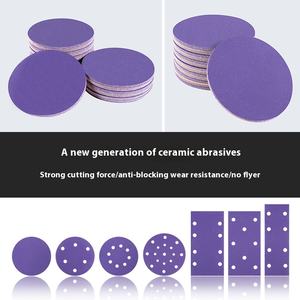 Top fabriqué 5 pouces velours dos flocage papier de verre en céramique 1mm moyen personnalisable OEM cendres polies papier abrasif à sec pour - Product Image 4