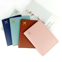 JOYSUN – Housse de passeport en PU pour voyage, broderie avion doré, porte-documents personnalisé pour souvenir de voyage