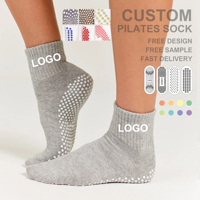 Chaussettes de sport en coton de qualité supérieure pour femmes, chaussettes antidérapantes pour le yoga, le ballet, le pilates, chaussettes athlétiques avec logo personnalisé