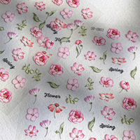 Autocollants 5D en relief pour ongles, motifs roses et lavande, décorations florales auto-adhésives, feuilles et lettres pour manucure printanière