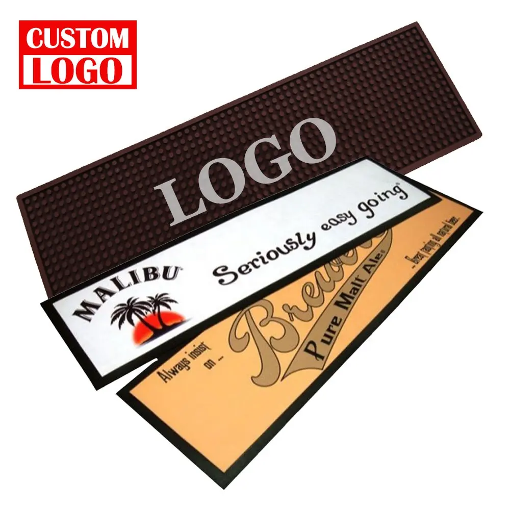 Logo personalizzato morbido corridore in PVC versare bere birra Bar Mat sublimazione tappetino in gomma Non tessuto PVC Cafe tappetino personalizzato