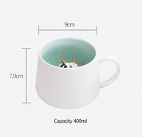 Taza de Cerámica con Animal 3D en el Interior, Personalizada al por Mayor, Linda Taza de Café con Dibujos Animados, Logotipo OEM ODM Impreso, Taza de Regalo Novedosa de Porcelana de 301-400 ml