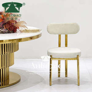 Sillas de boda al por mayor metal moderno terciopelo blanco marco de acero inoxidable dorado - Product Image 1