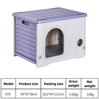 Modern design waterdichte plastic kattenhuis voor binnen & buiten gebruik, stevige dierenverblijf met dierenprint, niet-toxisch materiaal