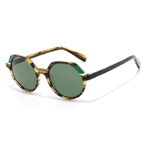 Retro Round <b>Sunglasses</b> Full Rim Tortoise <b>Frame</b> Green Lenses UV400 Protection Unisex Adult Casual Style - Product Image 1