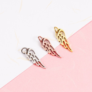 <strong>Angel</strong> Wing Stainless Steel Jewelry <strong>Charm</strong> 7*20MM Silver / Gold / Rose Gold Small Pendant <strong>Charms</strong> for Jewelry Making - Product Image 5