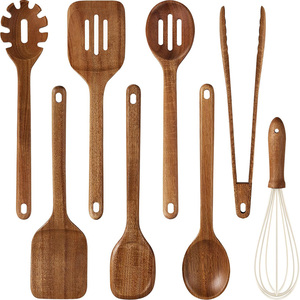 Juego de Utensilios de Cocina de Madera de Acacia Premium, 8 Piezas, para Utensilios de Cocina Antiadherentes, Cucharas de Madera Duraderas - Product Image 1