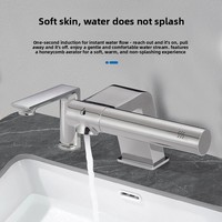 Robinet automatique Xiangchen 3-en-1 à capteur, avec distributeur de savon moussant et sèche-mains, installation monotrou pour salle de bain