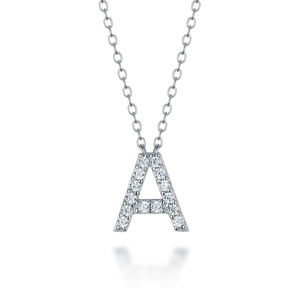 Collar con Colgante de Letra Inicial de Circonio Chapado en Oro Cristiano de Plata 925 para Mujer - Product Image 3