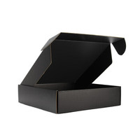 Nouvelles Boîtes d'expédition en carton ondulé personnalisées tendance, noires, pliables, avec finition UV, pelliculage mat, gaufrage et effet gelée, vente en gros