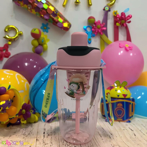 650ml stile cartone animato per bambini di plastica bottiglia di acqua tazza di succo di tazza di bolle carino con una rete e paglia doppio modello di bere - Product Image 1