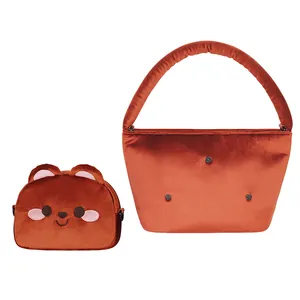 Модная милая мягкая сумка 2 в 1 с мультяшным рисунком медведь детская Подростковая сумка-тоут с животными Детская плюшевая сумка для детей