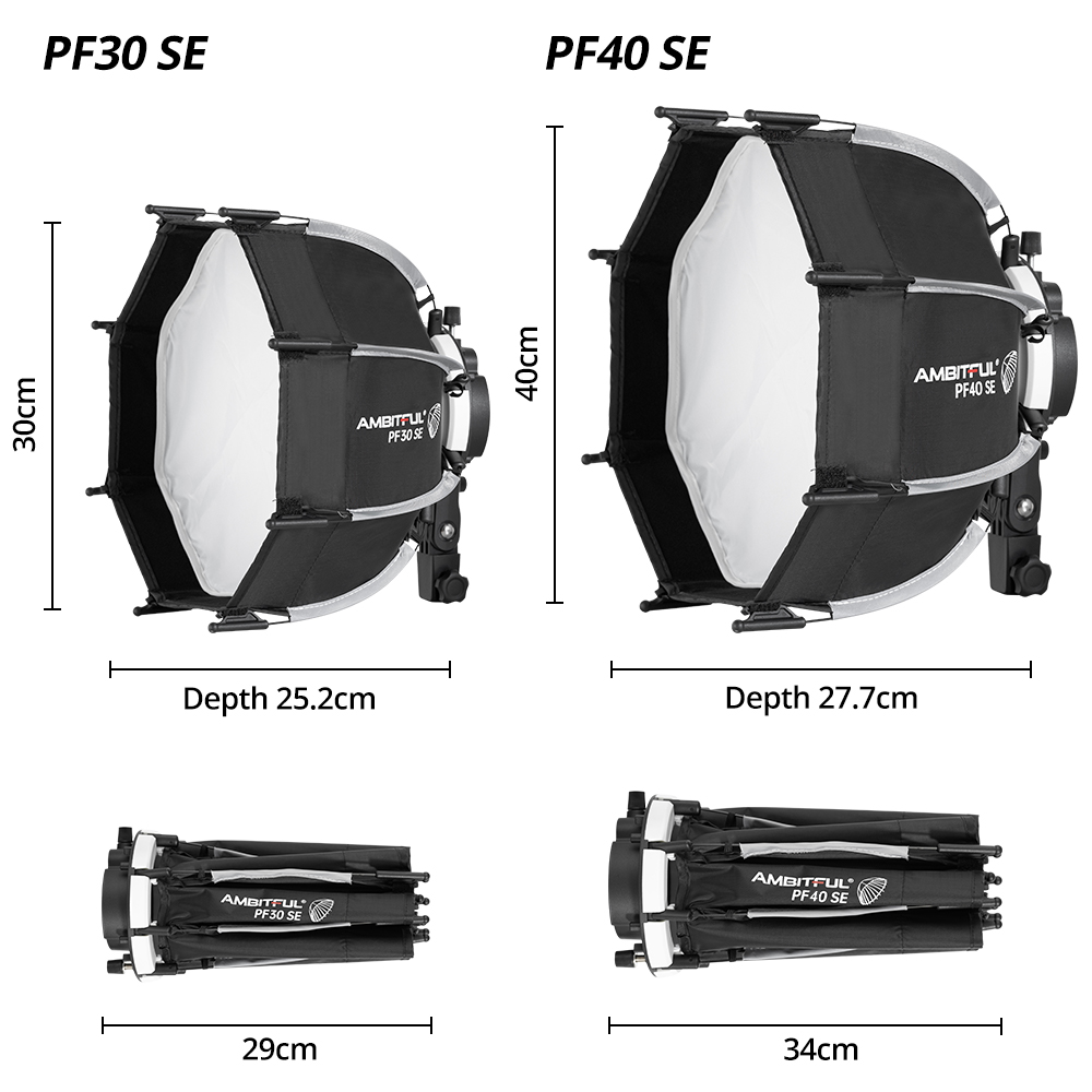 AMBITFUL 40cm Portable Octagon Mini Softbox with Honeycomb Grid