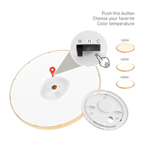 Plafonnier LED ultra-mince en bois grainé rond 5 CCT pour chambre et salon, luminaire suspendu