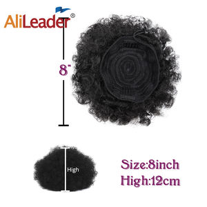 Alileader Afro Kinky Curly <span class=keywords><strong>Chignon</strong></span> à Cordon Pièce Courte de <span class=keywords><strong>Cheveux</strong></span> Clip-in Synthétique <span class=keywords><strong>Chignon</strong></span> avec Attache Élastique - Product Image 4