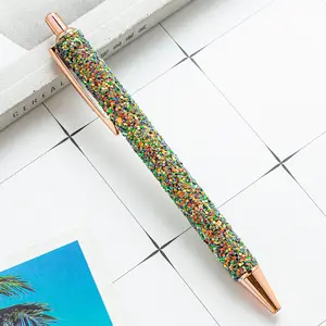 Pretty Cute Pennen Bling Glitter Balpen Metalen Vat Intrekbare Schrijven Journaling Pen Voor Vrouwen Meisje
