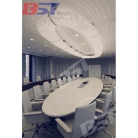 Haute qualité courbe Unique surface solide Table de conférence de forme ovale Table de conférence mobilier de bureau Table de réunion