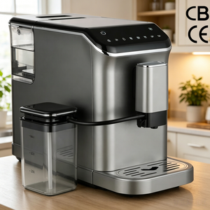 Machine à café expresso automatique 2 en 1 CE CB avec système de mousseur à lait en acier inoxydable Cafetera Expreso pour usage commercial - Product Image 1