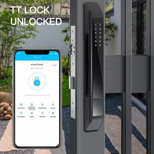 WAFU Voll automatisches Aluminium-Türschloss Versteckter Finger abdruck Biometrisches Schloss Schiebetür mit schmalem Smart Deadbolt-Türschloss