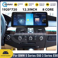 Radio para Auto Android 13 de 12.3 Pulgadas para BMW Serie 5 E60 E61 E63 E64 Serie 3 E90 E91 E92 CCC CIC 2009-2012 Reproductor de Navegación GPS