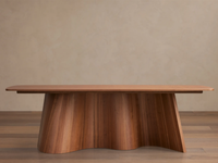 Table à manger de luxe en forme de bateau avec base ondulée, table à manger moderne pour l'intérieur
