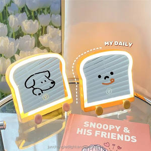 Cheap <strong>Price</strong> Led Mirror Light With Cute <strong>Toast</strong> Design Girls Room Desktop Decoration Makeup Mirror Birthday Present - Product Image 3